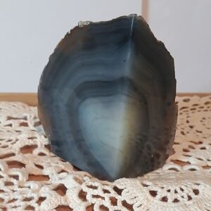 Blue and Gray Agate Slice with Natural Banding